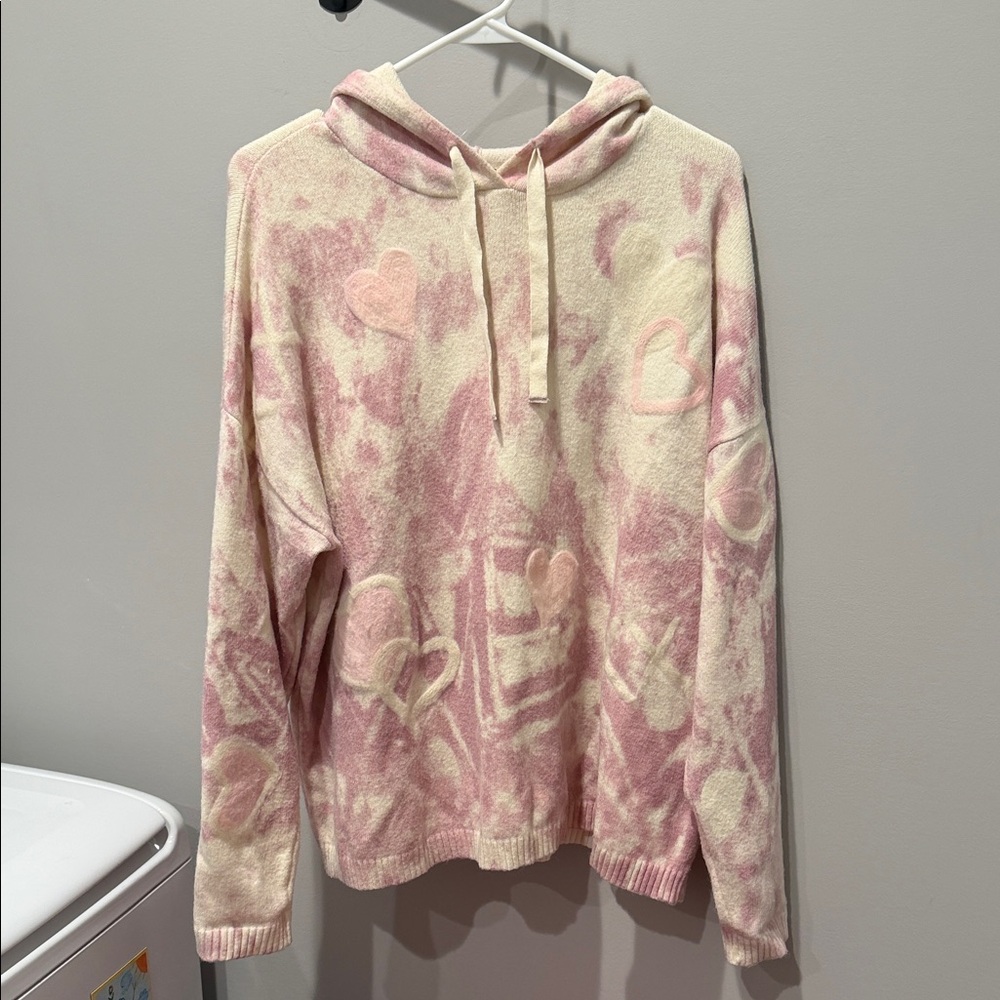 CHARLIE B Pink and Cream Heart Sweater